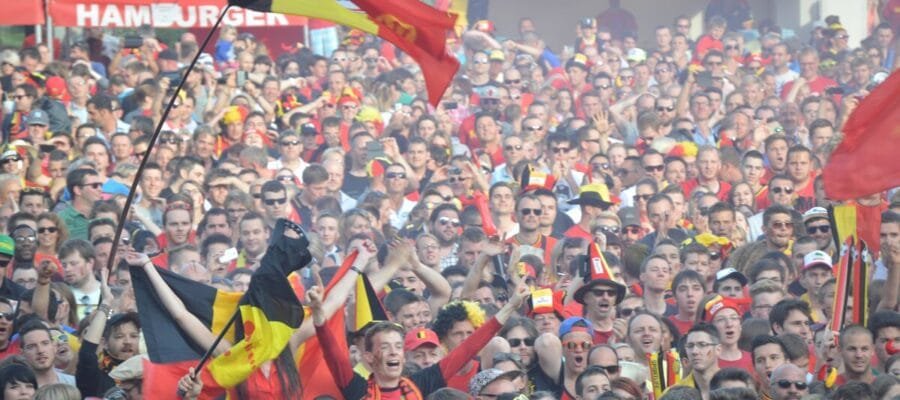 supporter des diables devant l'écran géant