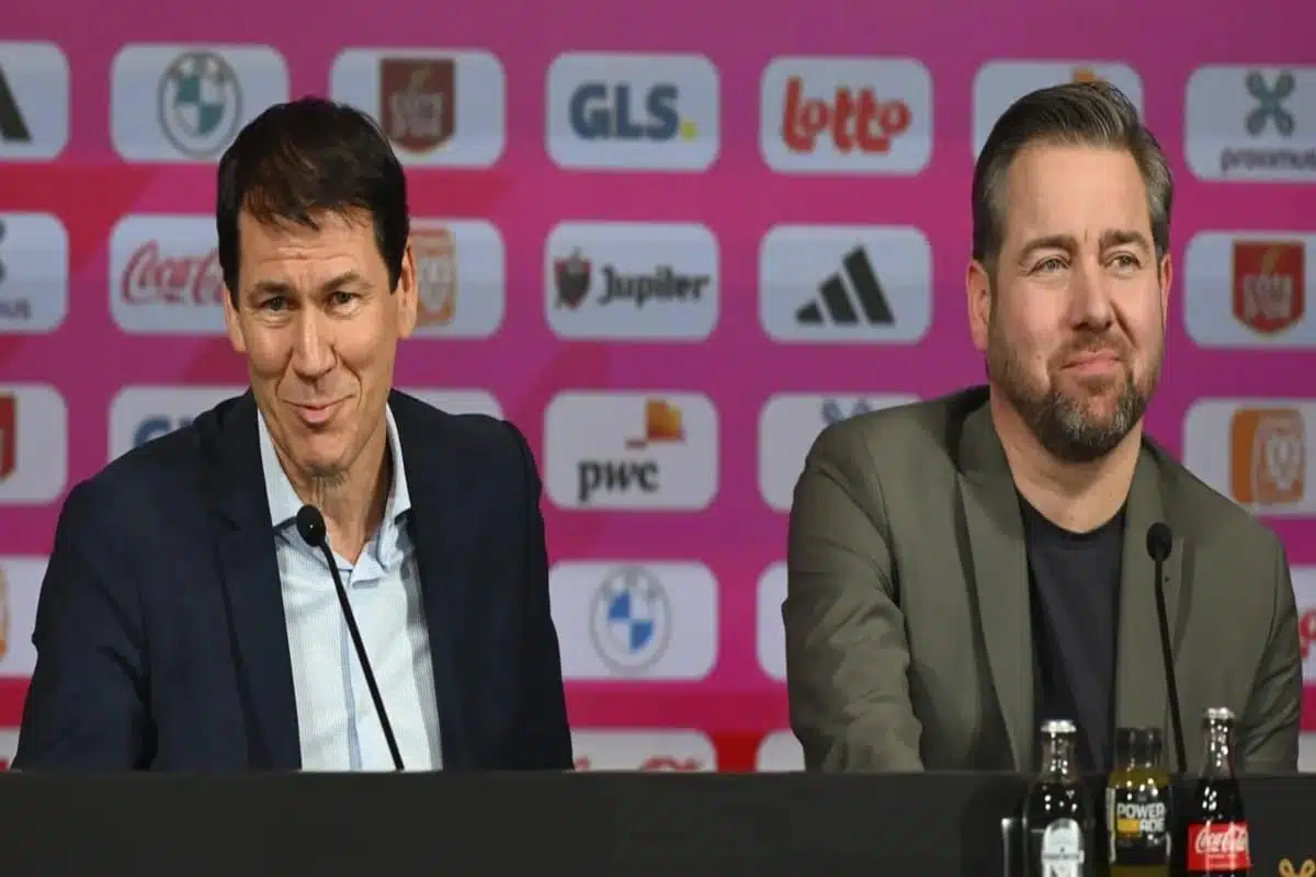 Vincent mannaert et rudi garcia en conférence de presse