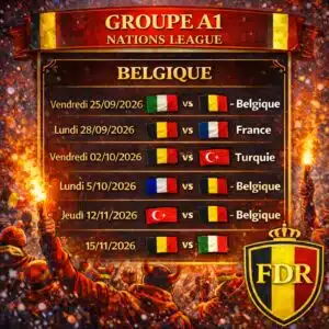 calendrier nation league 2026 - 2027 matchs Belgique