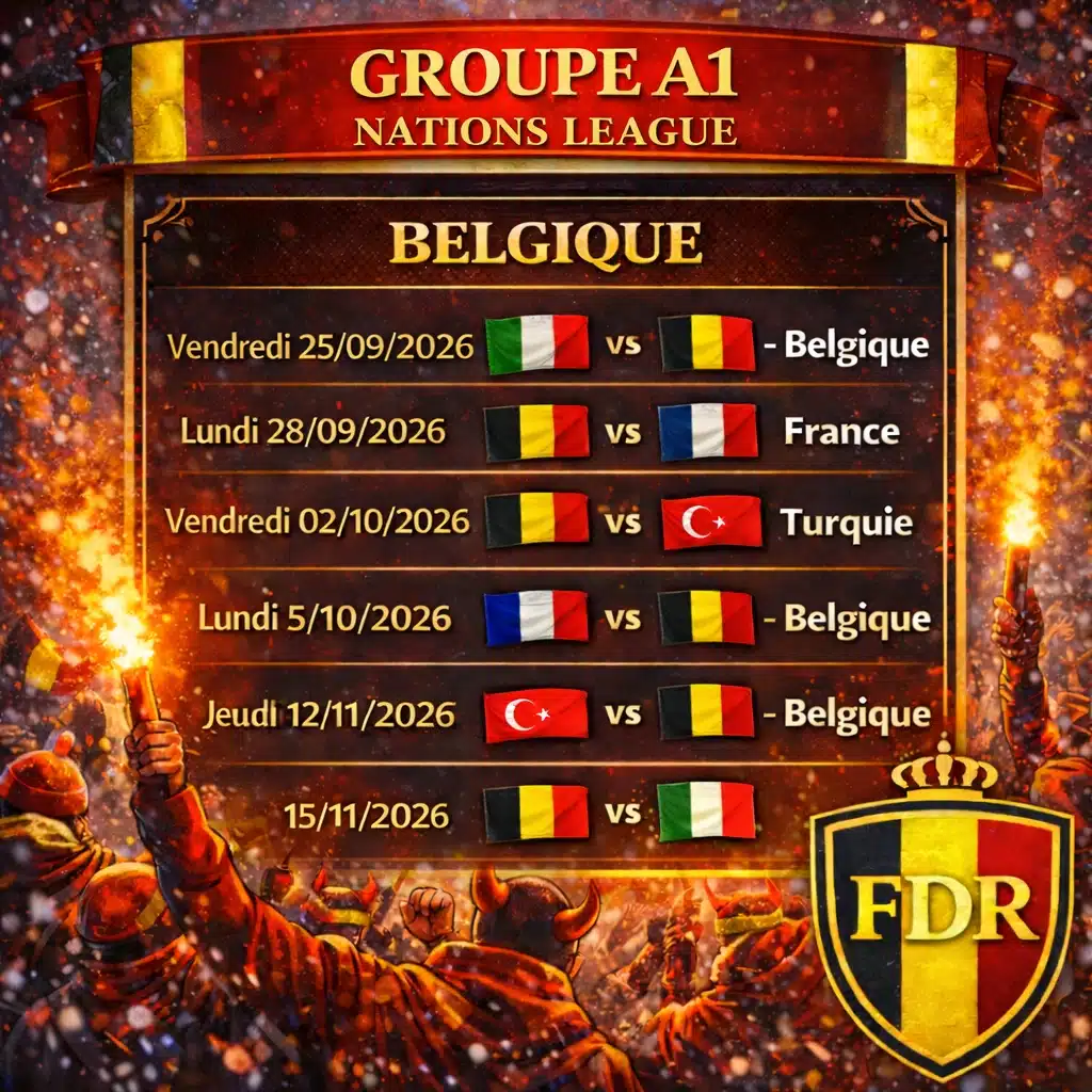 calendrier nation league 2026 - 2027 matchs Belgique